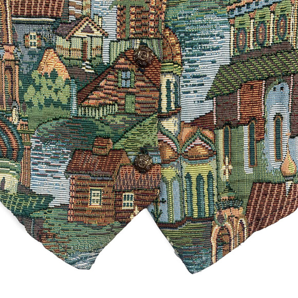 Vintage 80s Backroad Woven Kremlin Russia Village Sleeveless Vest- Women's Large - Picture 7 of 7